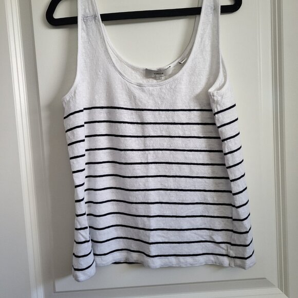 Vince Black and White Striped Crop Tank - Picture 6 of 9